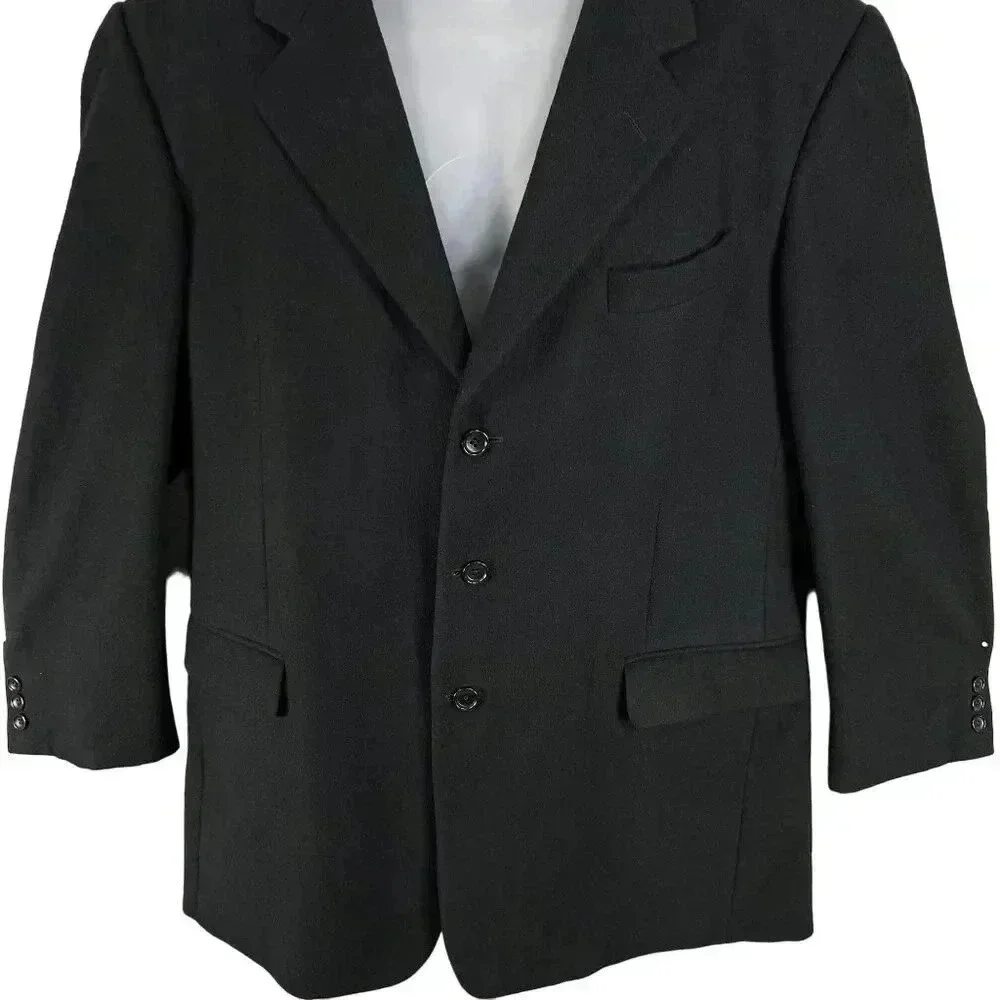 Hickey Freeman Mens 44 Long 100% Cashmere Black Sport Coat Wedding Old Money